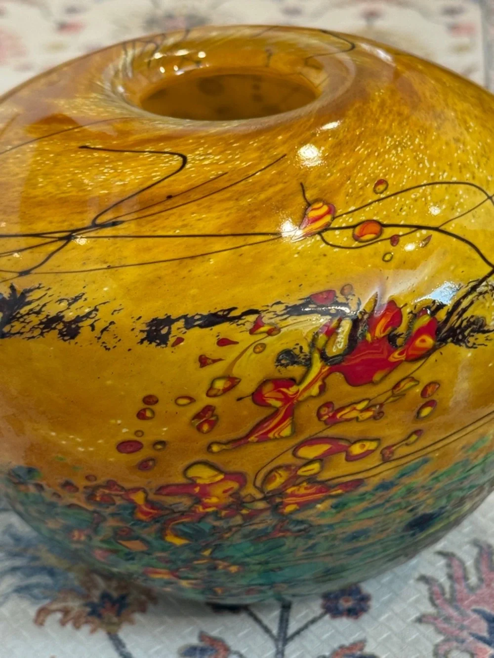 Fields & Fields Hand-Blown Art Glass Vase